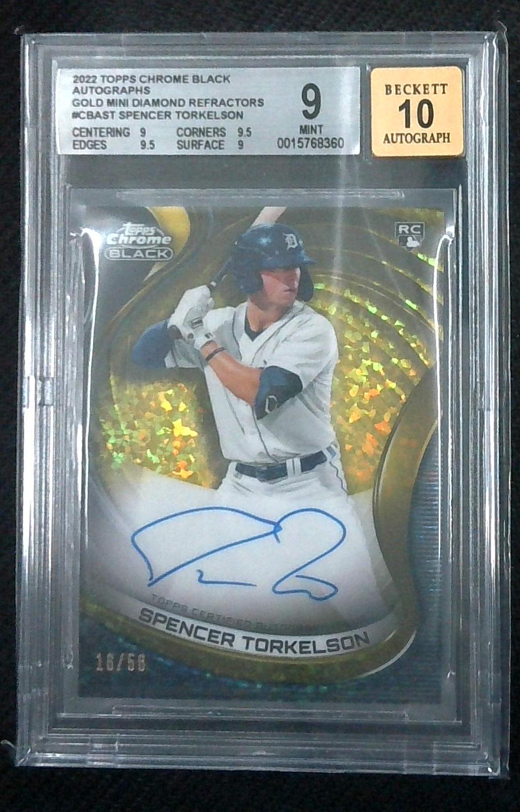 2022 Topps Chrome Black Spencer Torkelson Gold Diamond Refractor Auto RC 16/50 BGS 9