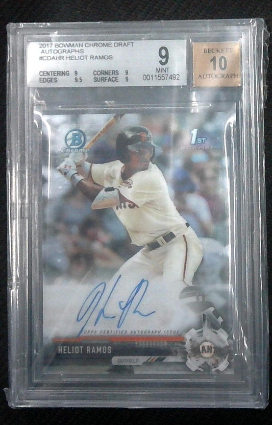 2017 Bowman Chrome Draft Heliot Ramos 1st Auto On Card BGS 9 Auto 10