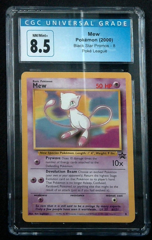 2000 Pokemon League Black Star Promo Mew #8 CGC 8.5 NM-MT+
