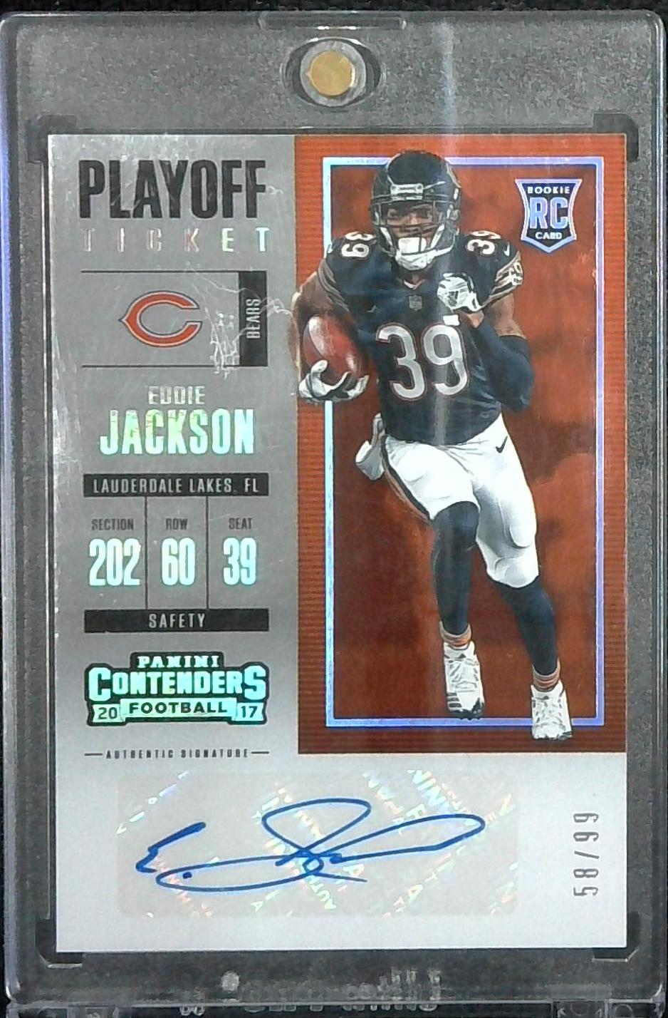 2017 Contenders Eddie Jackson Playoff Ticket Rookie Auto /99 RC