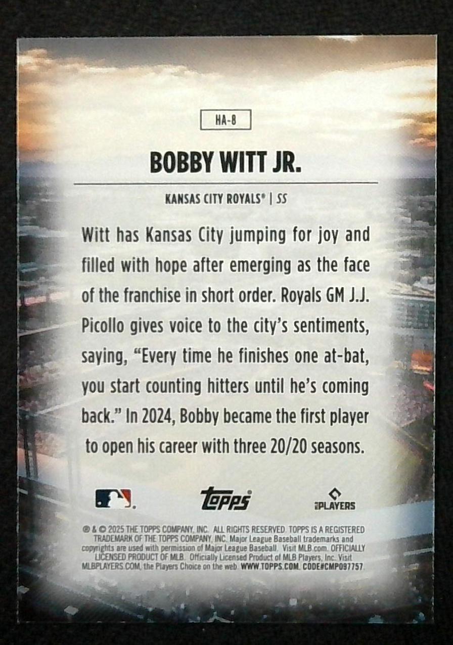 2025 Topps Series 1 Home Field Advantage Bobby Witt Jr.