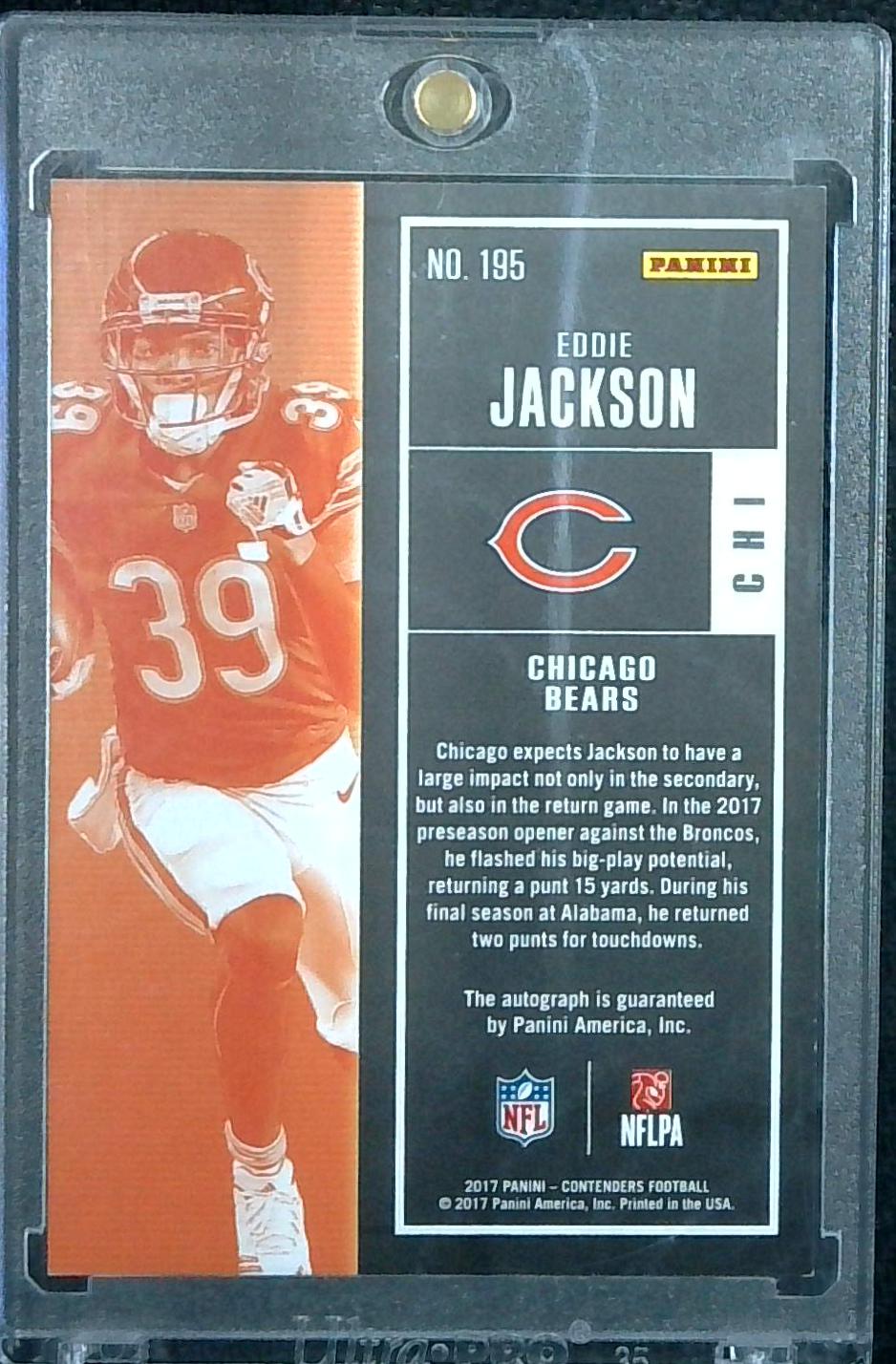 2017 Contenders Eddie Jackson Playoff Ticket Rookie Auto /99 RC