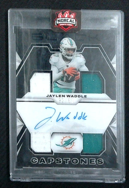 Panini Black Jaylen Waddle Capstone Auto /99 Patch #CS-JW