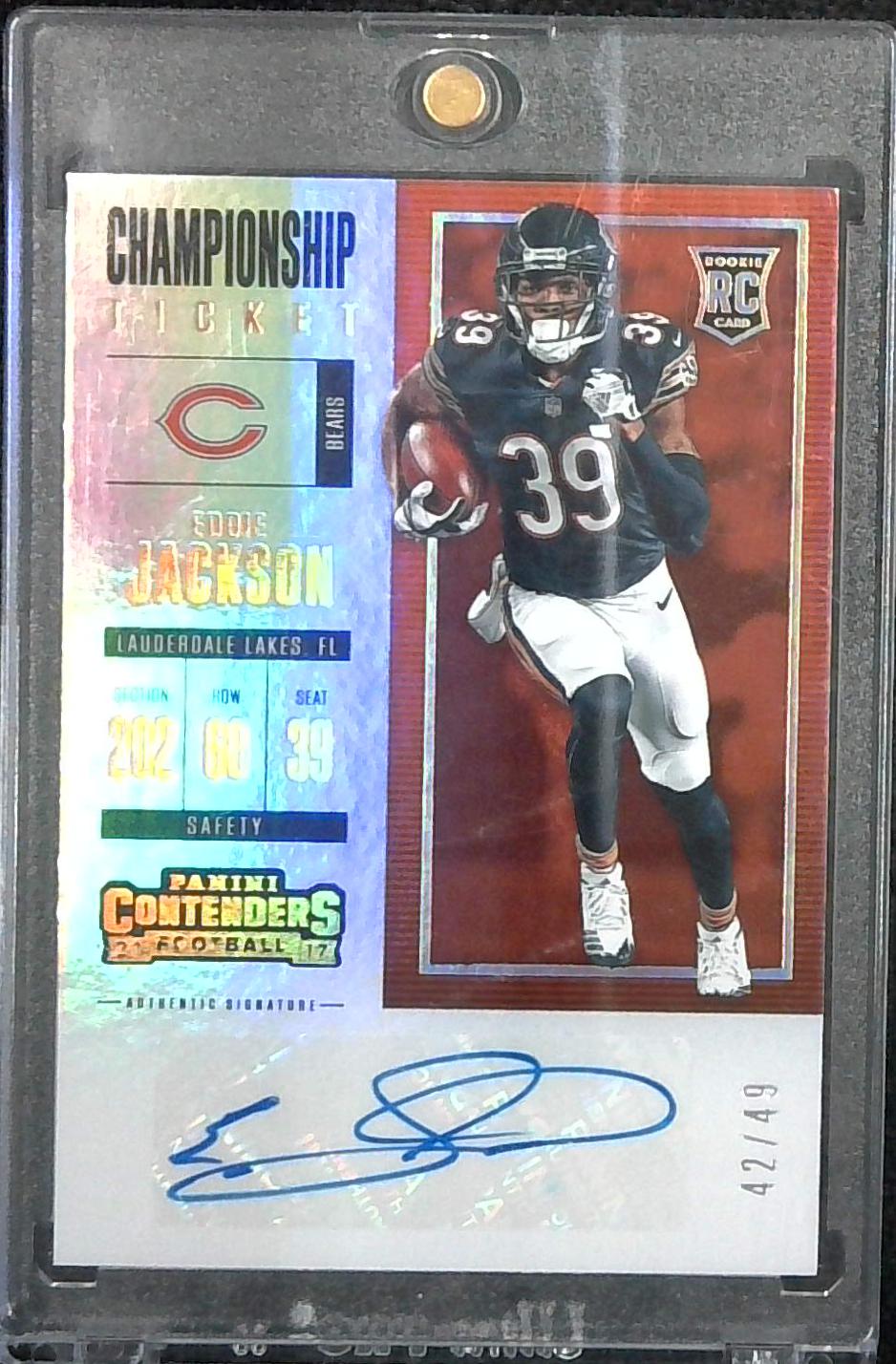 2017 Contenders Eddie Jackson Championship Ticket Rookie Auto /49 RC