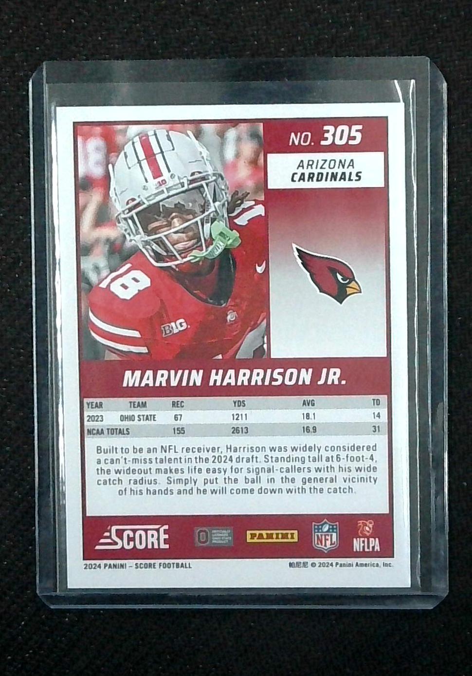 2024 Score Football Marvin Harrison Jr. Showcase /100 Ohio State Buckeyes