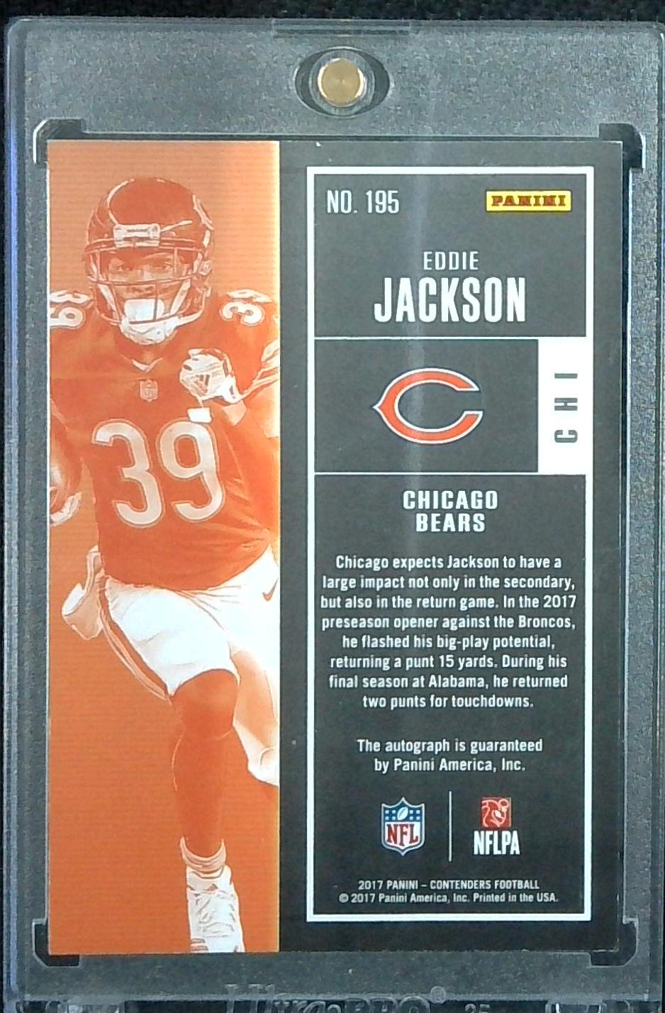 2017 Contenders Eddie Jackson Championship Ticket Rookie Auto /49 RC