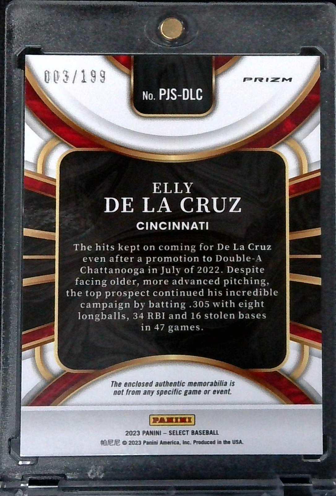 2023 Select Elly De La Cruz Silver Prizm Rookie Jersey Patch /199