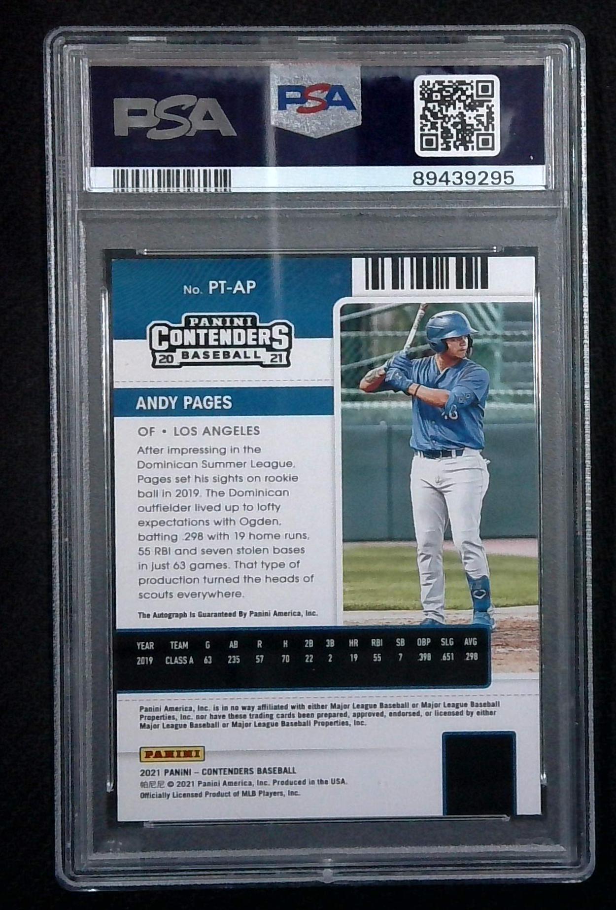 2021 Contenders Andy Pages Draft Ticket Auto /