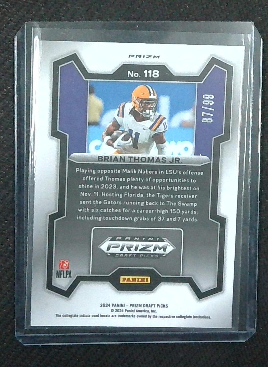 2024 Panini Prizm Draft Picks Brian Thomas Jr Blue Cracked Ice Rookie /99