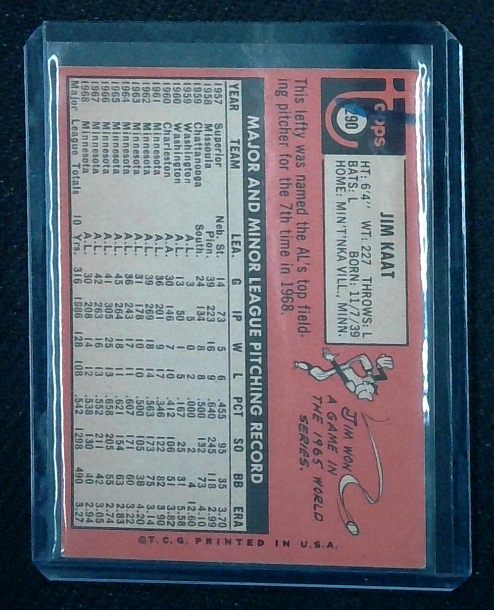 1969 Topps #290 Jim Kaat Minnesota Twins