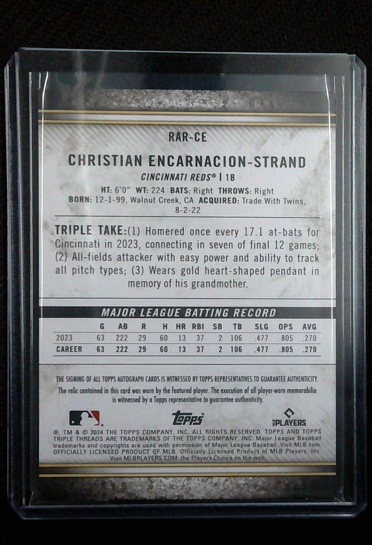 2024 Topps Triple Threads Christian Encarnacion-Strand Rookie Auto Relic /99