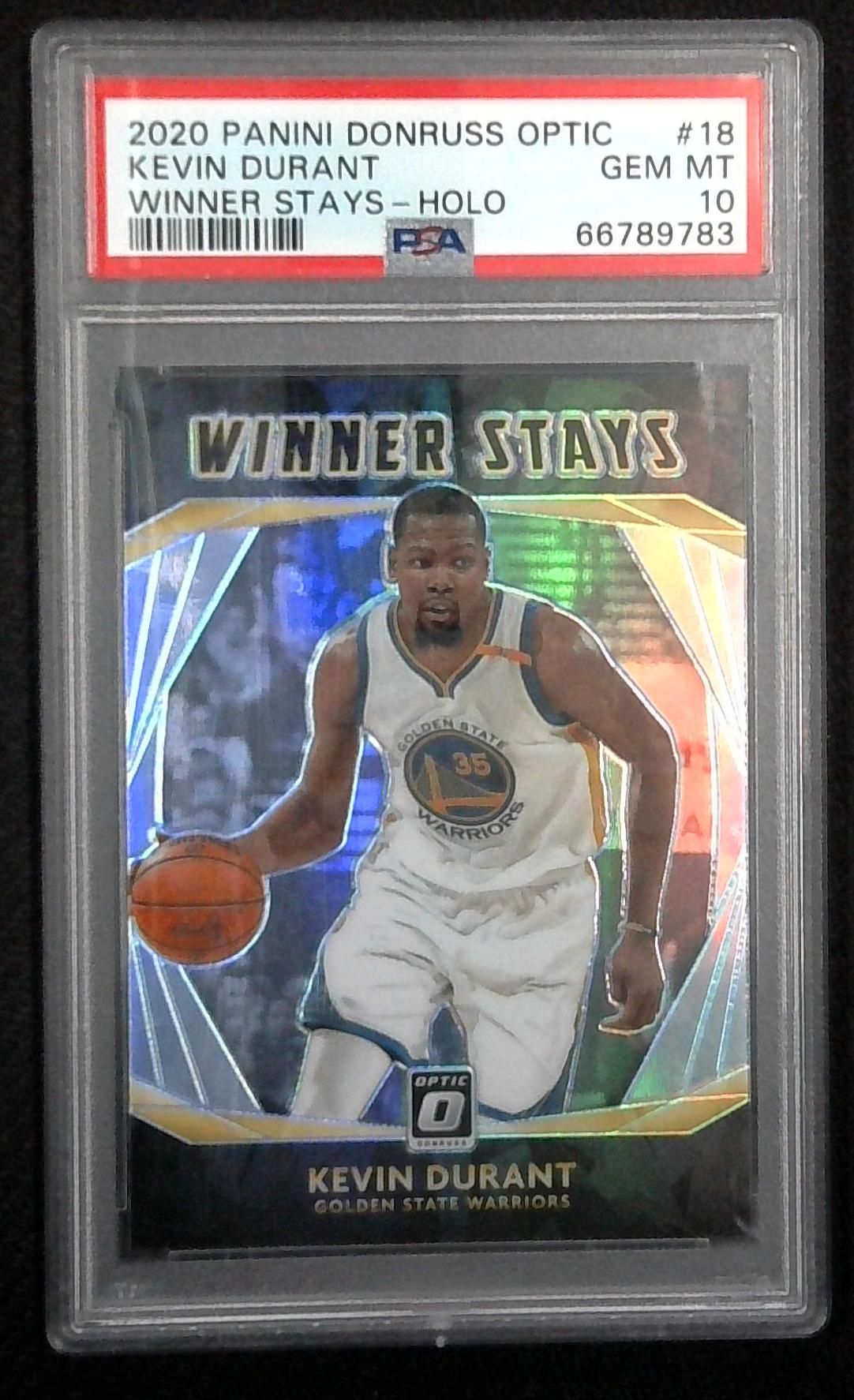 2020 DONRUSS OPTIC WINNER STAYS HOLO PRIZM #18 KEVIN DURANT PSA 10