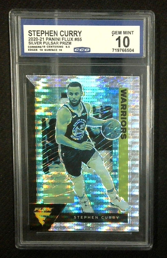 2020-21 Flux Prizm #55 Silver Pulsar Stephen Curry GEM MINT 10