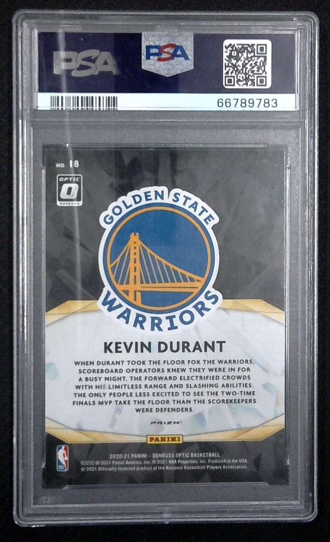 2020 DONRUSS OPTIC WINNER STAYS HOLO PRIZM #18 KEVIN DURANT PSA 10