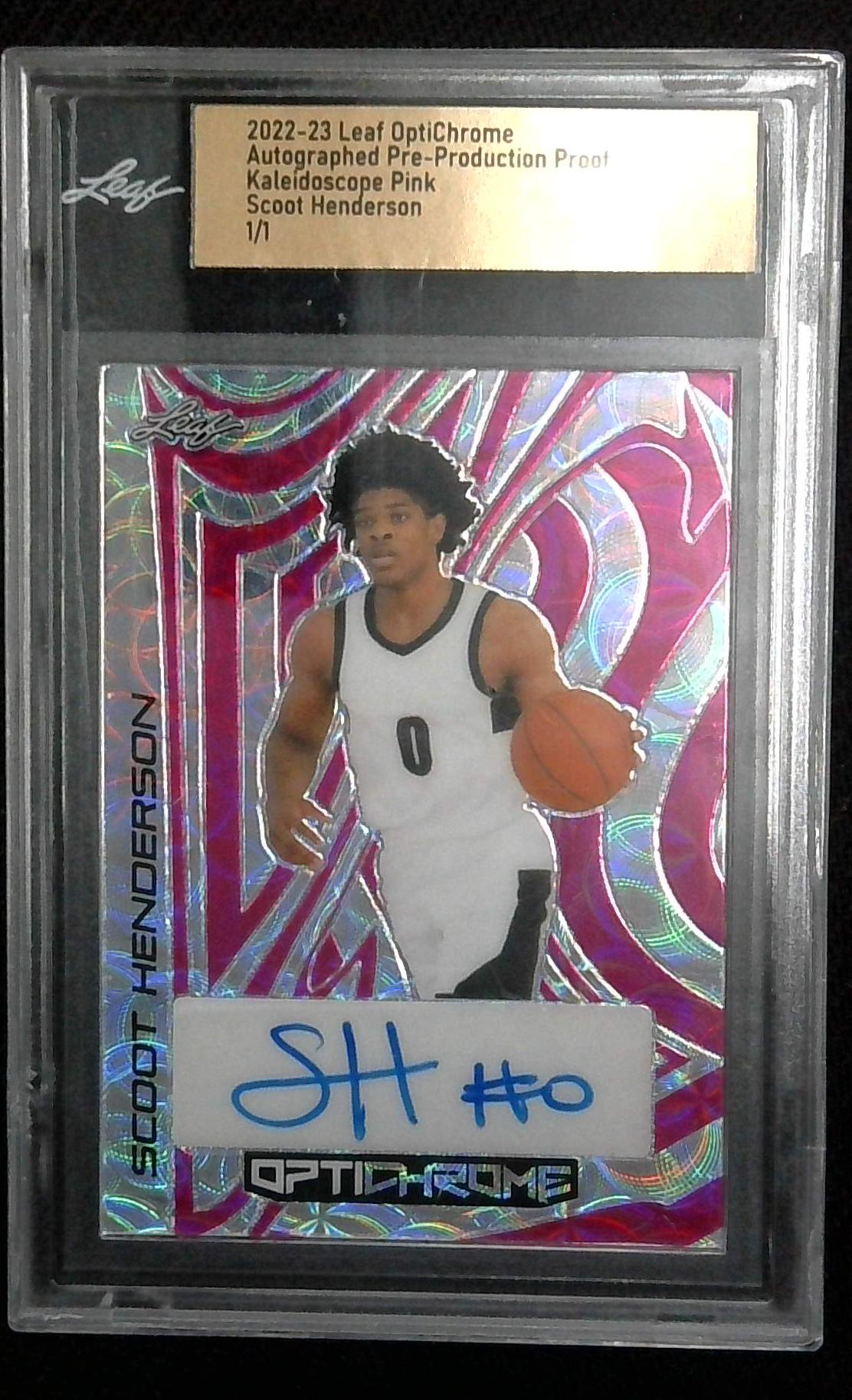 Scoot Henderson 2022-23 Leaf OptiChrome Auto Pink Pre-Production Proof #1/1 RC (Leaf)