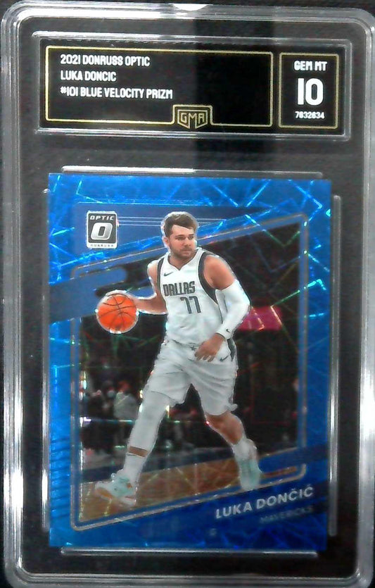 2021 Donruss Optic Luka Doncic Blue Velocity Prizm GMA 10