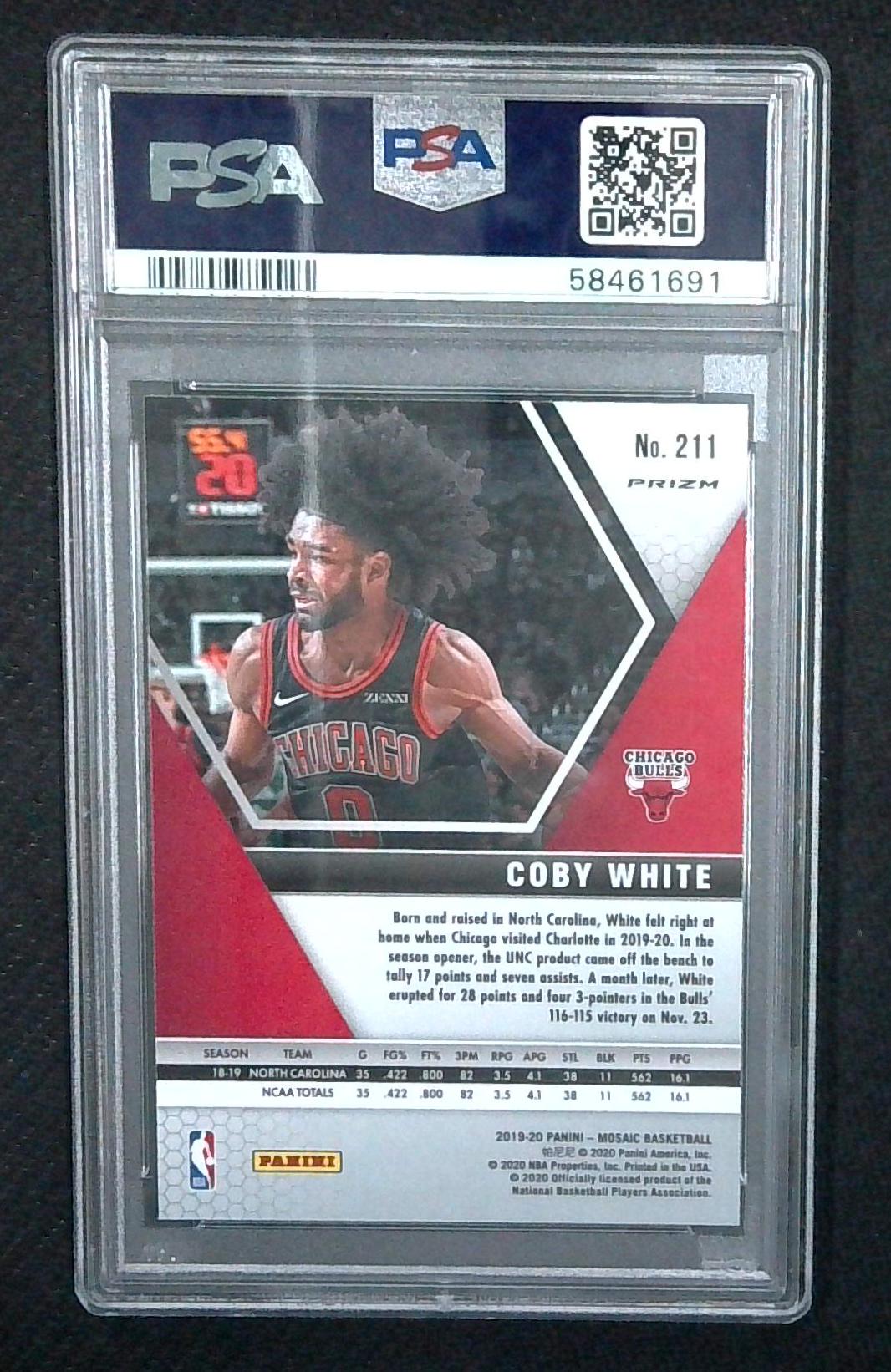 2019-20 Mosaic Fast Break Silver Prizm Coby White PSA 10 Rookie RC