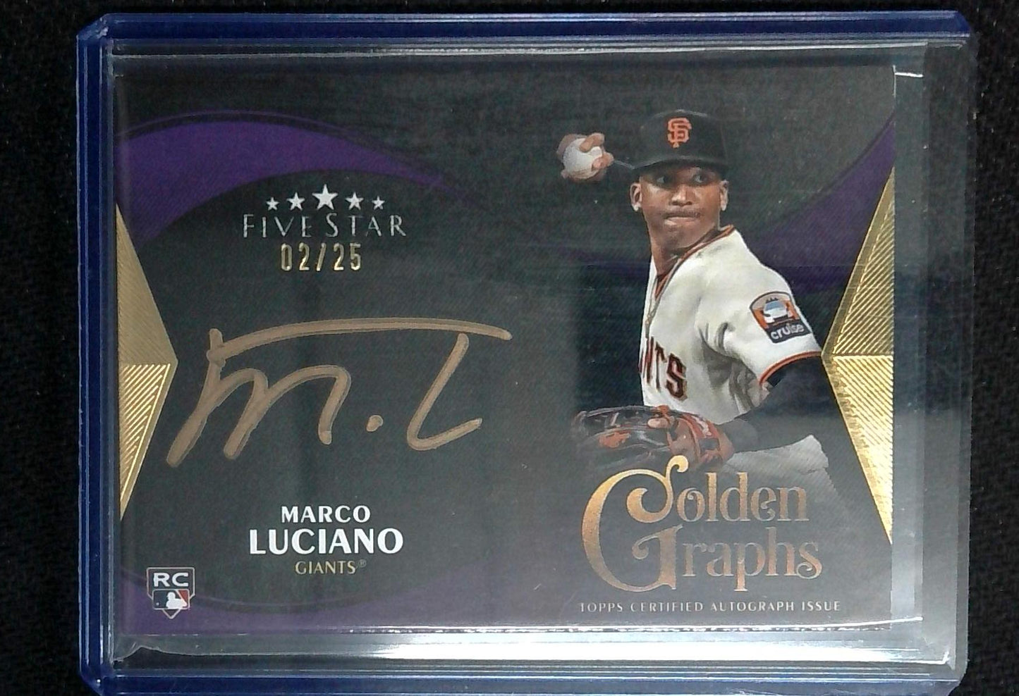 Marco Luciano 2024 Topps Five Star Golden Graphs RC Auto /25 Purple Giants