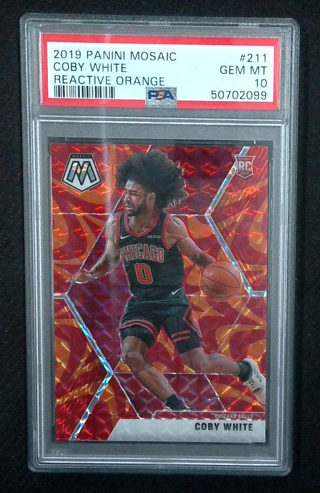 2019 Mosaic Coby White Reactive Orange Parallel RC ROOKIE Bulls PSA 10 GEM