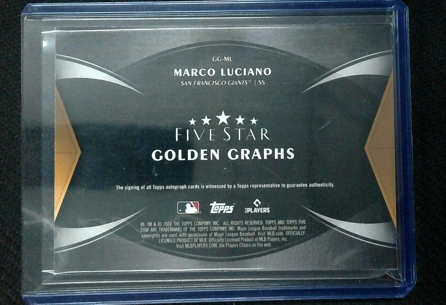Marco Luciano 2024 Topps Five Star Golden Graphs RC Auto /25 Purple Giants