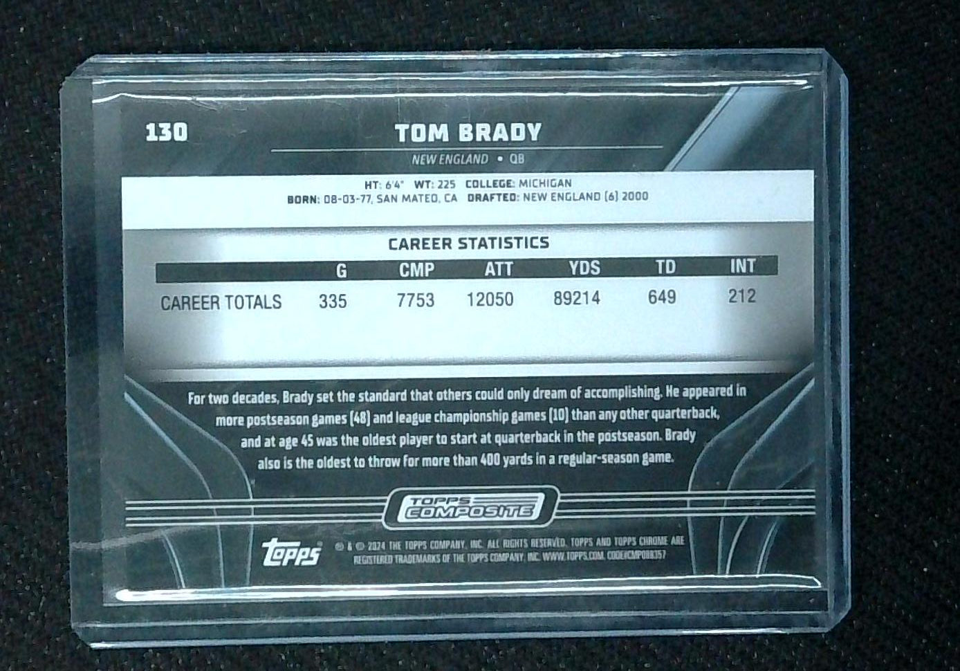 2023 Topps Composite Tom Brady Chrome Black Purple Mini Diamond Refractor #/150