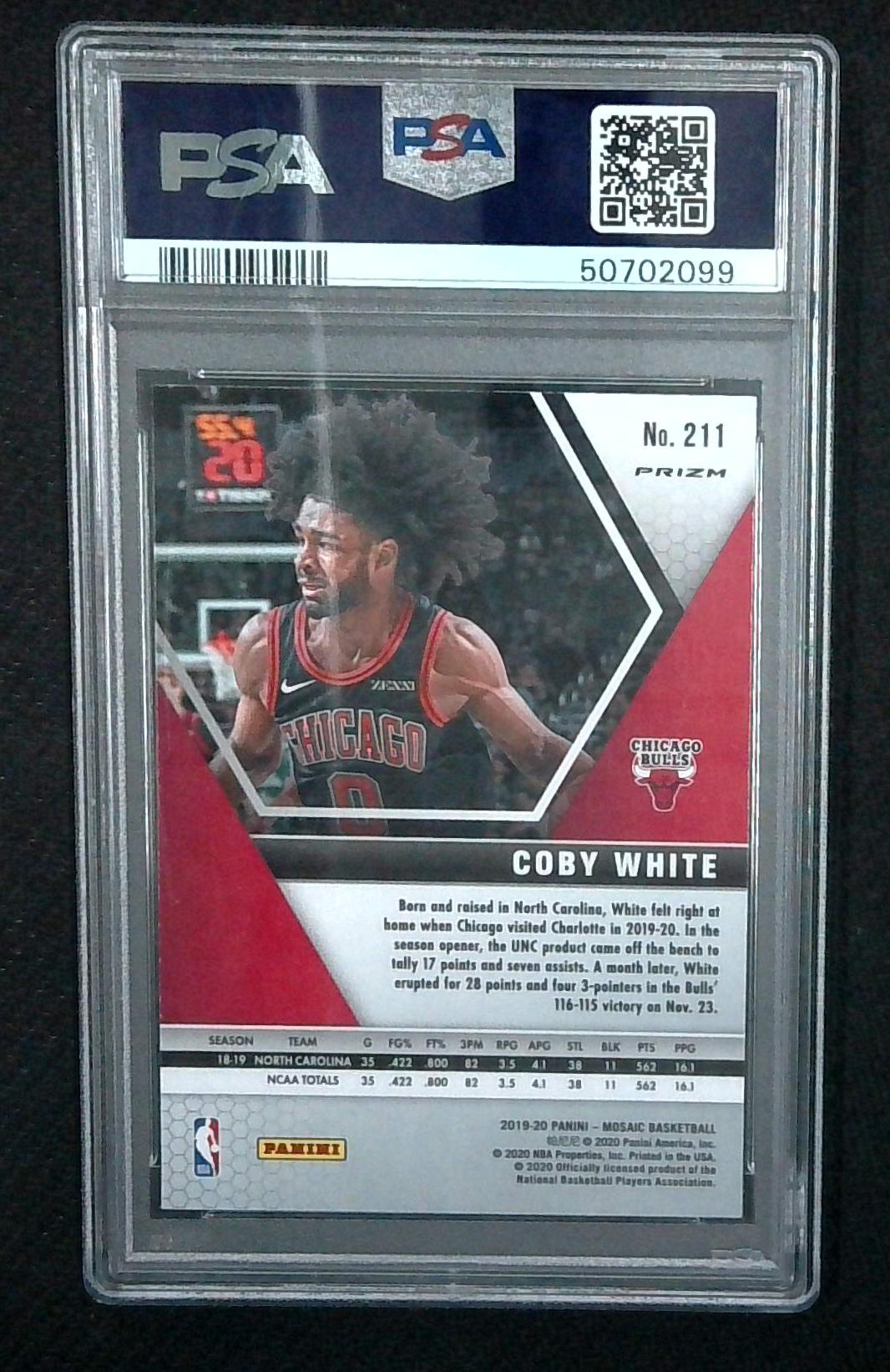 2019 Mosaic Coby White Reactive Orange Parallel RC ROOKIE Bulls PSA 10 GEM