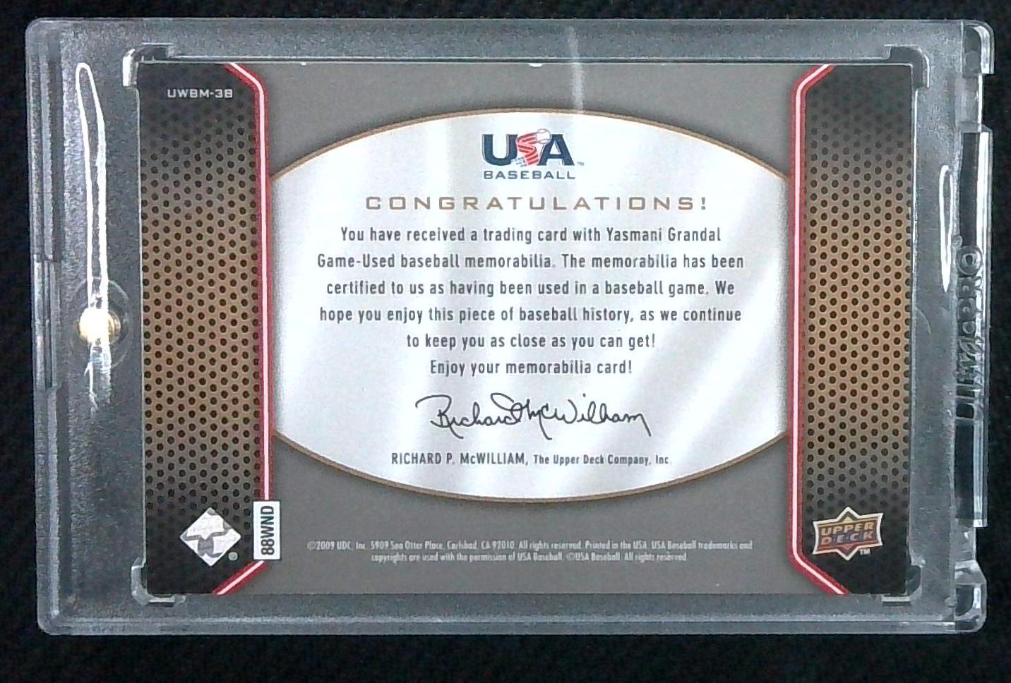 2009 Upper Deck Team USA Winning Big Materials Patch Yasmani Grandal /10