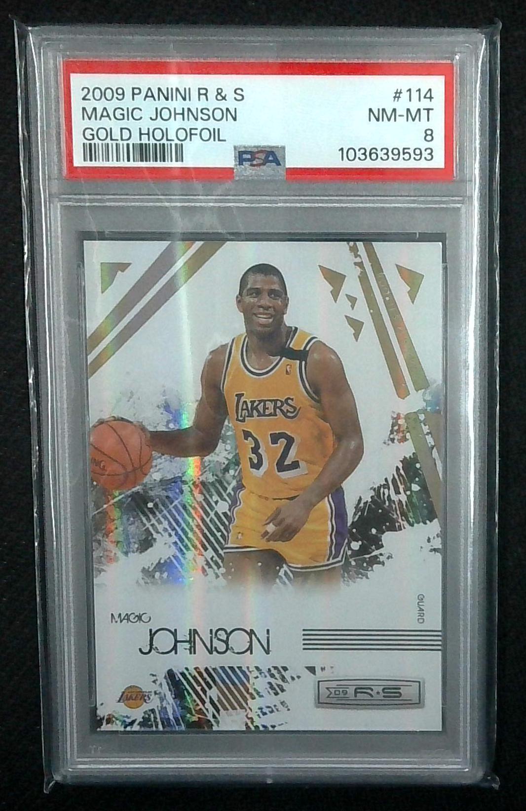 2009 Rookies and Stars Earvin Magic Johnson Gold Holofoil #114 PSA 8