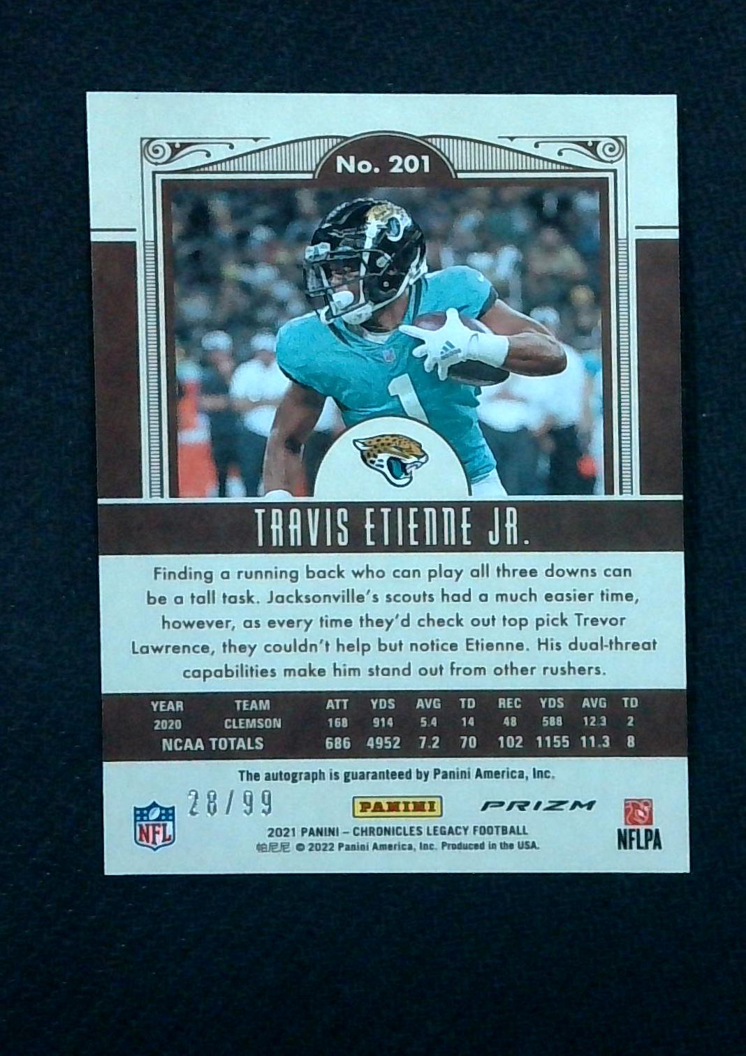 2021 Chronicles Legacy Travis Etienne Rookie Auto /99