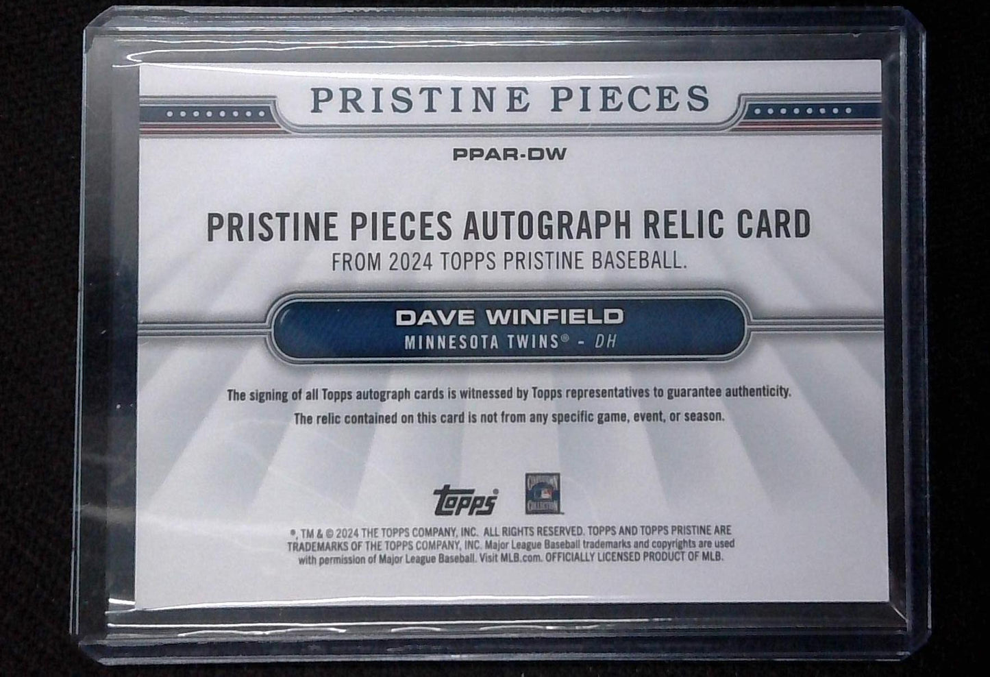 2024 Topps Pristine Dave Winfield Pristine Pieces GU Patch Autograph Twins