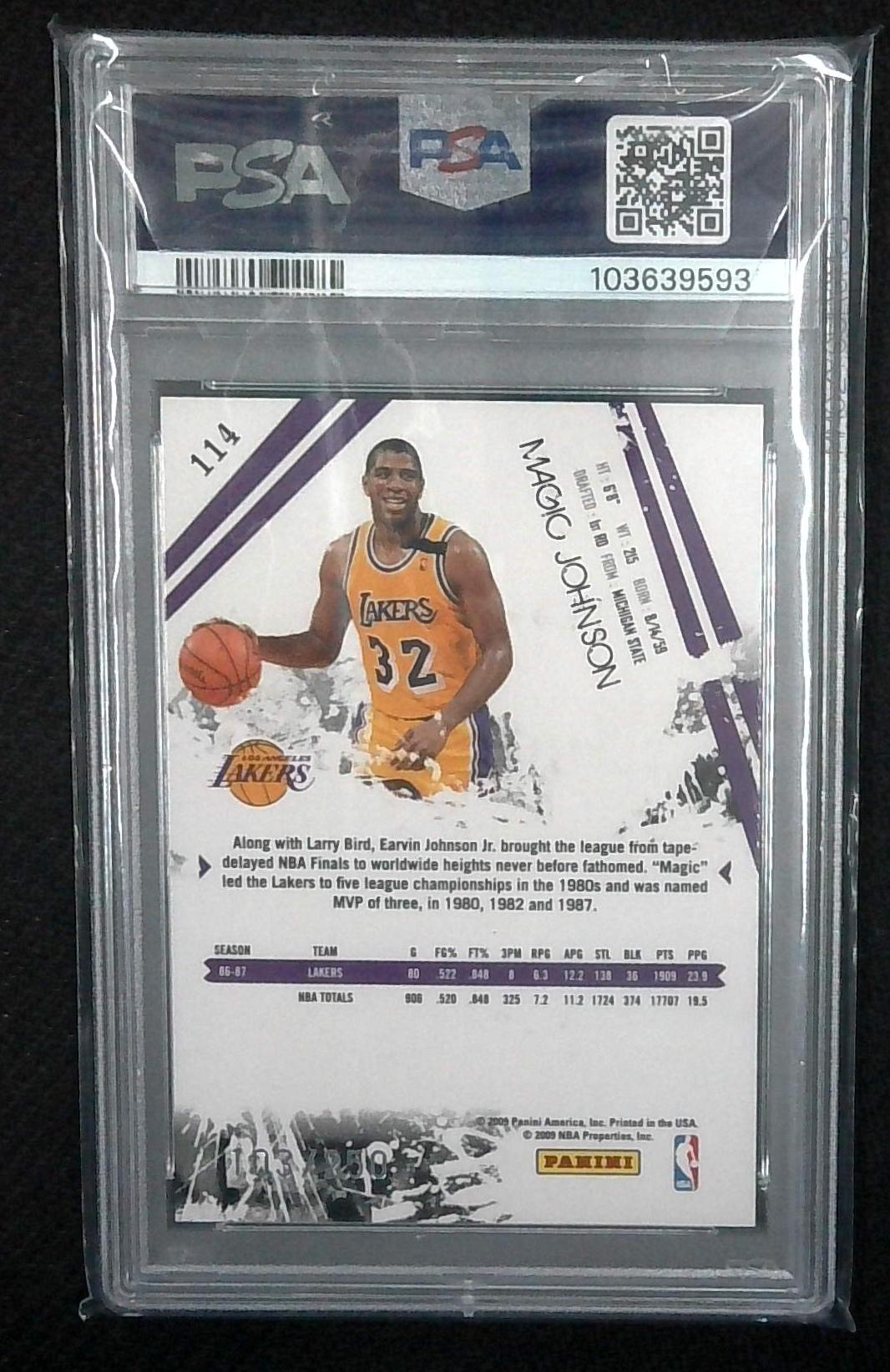 2009 Rookies and Stars Earvin Magic Johnson Gold Holofoil #114 PSA 8