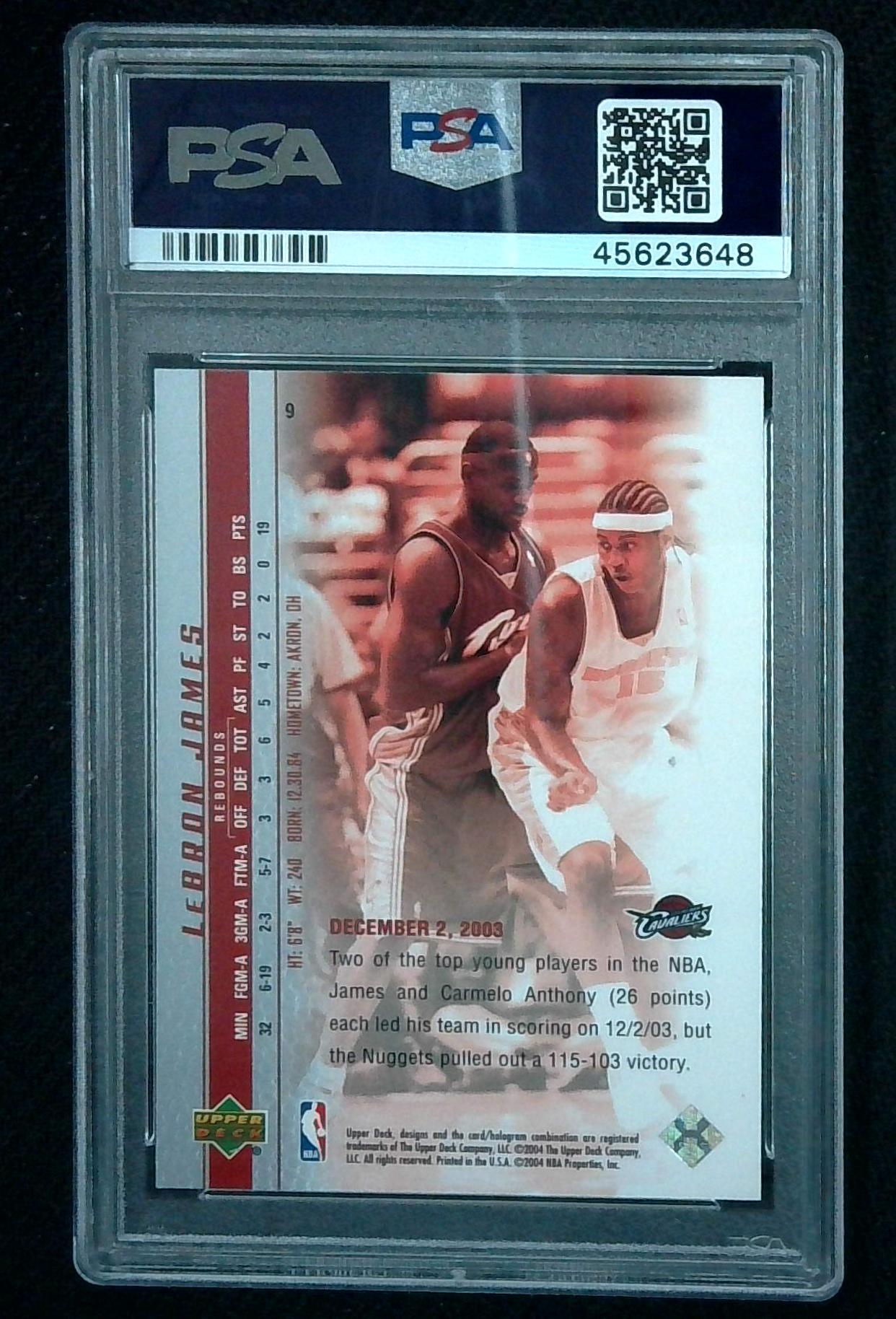 2003 UPPER DECK PHENOMENAL BEGINNINGS #9 LEBRON JAMES ROOKIE RC PSA 10
