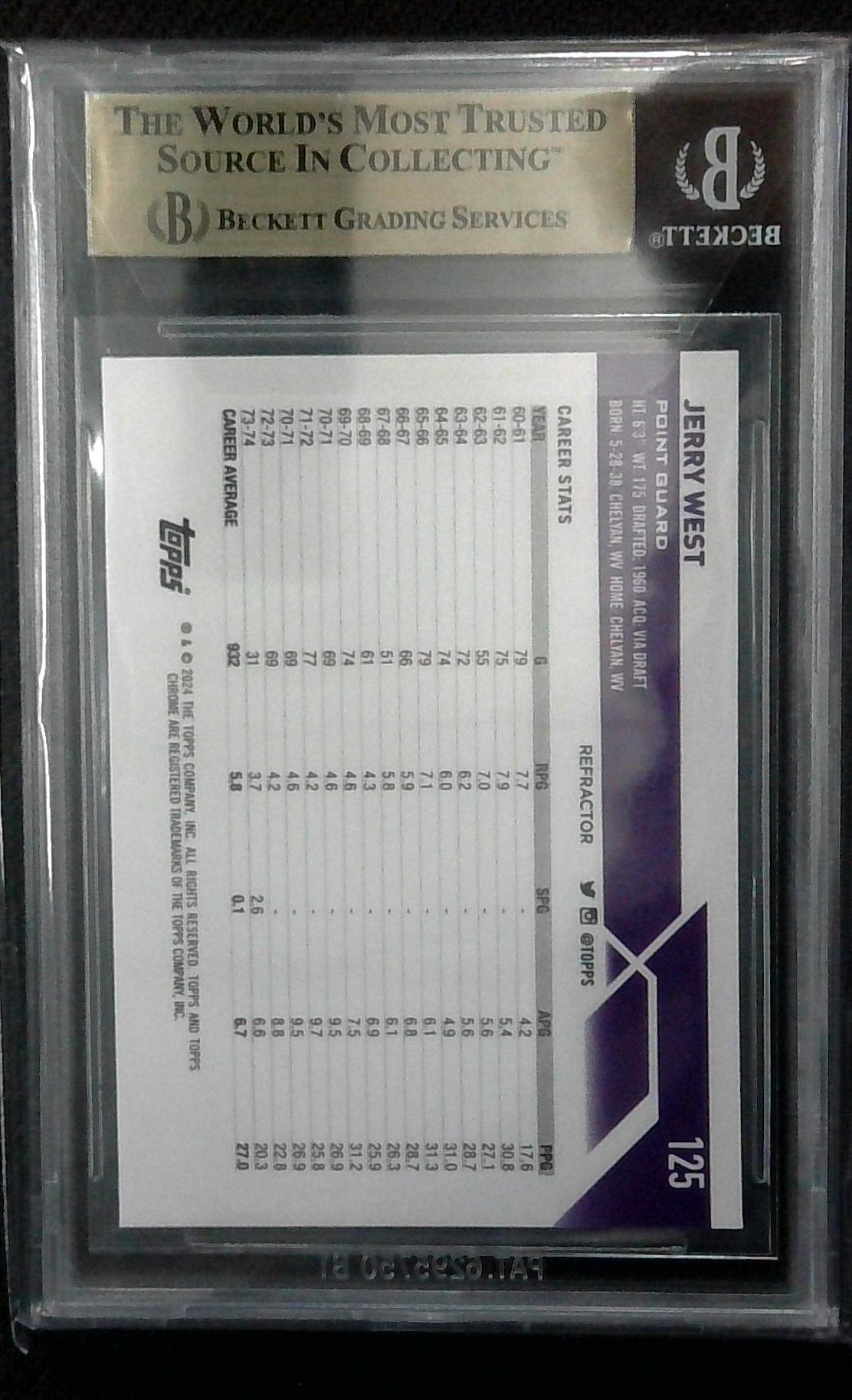 2023-24 Topps Chrome #125 Jerry West Refractor BGS 9.5 Lakers