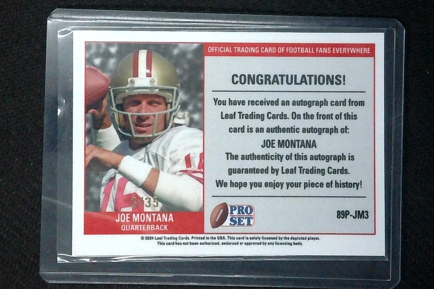 2024 Leaf Pro Set Joe Montana Auto /35