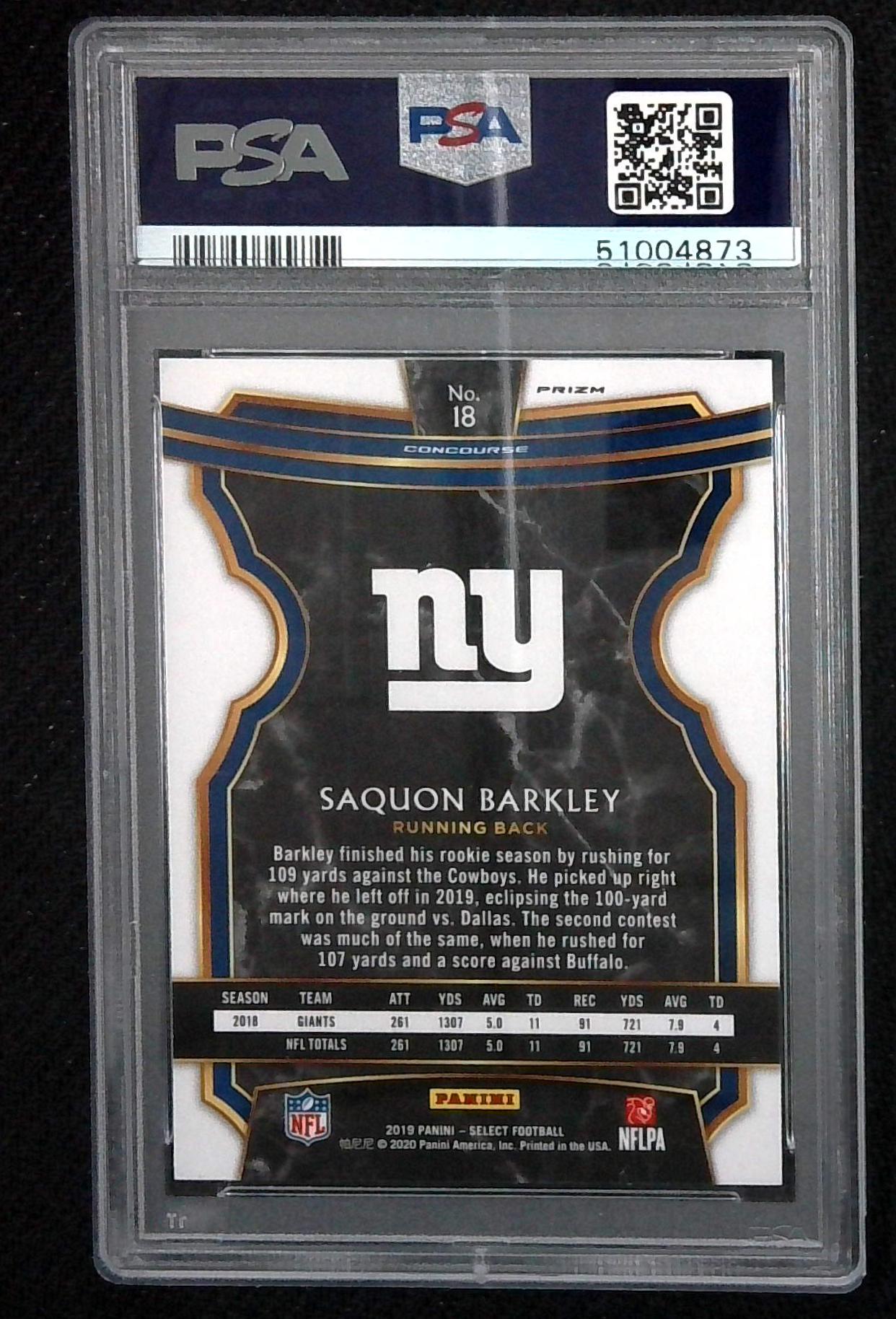 2019 Panini Select Silver Prizm Saquon Barkley #18 PSA 10 Giants Eagles