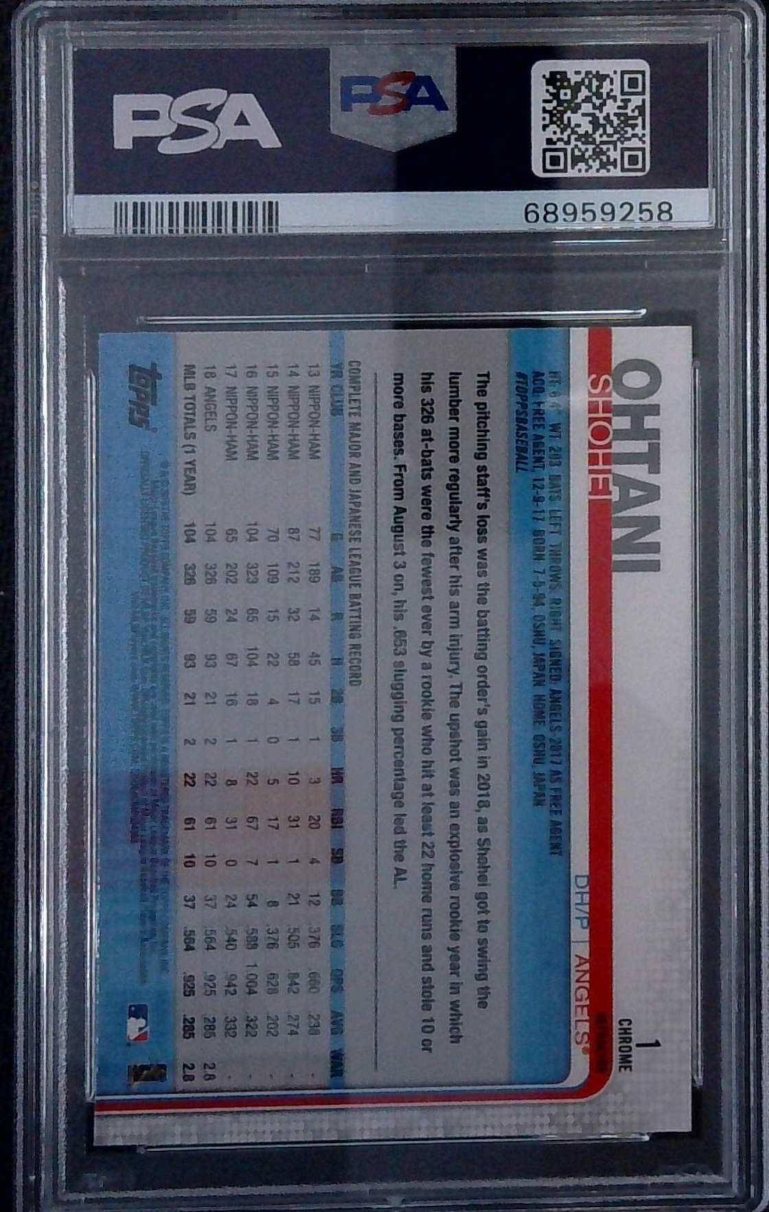 2019 Topps Chrome Shohei Ohtani Refractor PSA 9