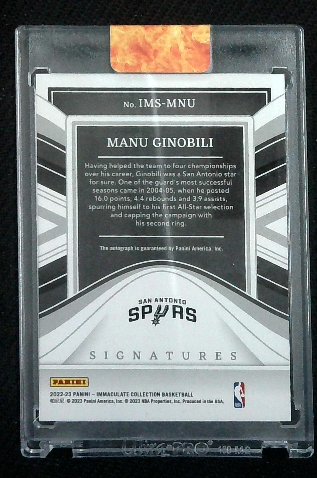 2022-23 Panini Immaculate Immaculate Signatures /99 Manu Ginobili
