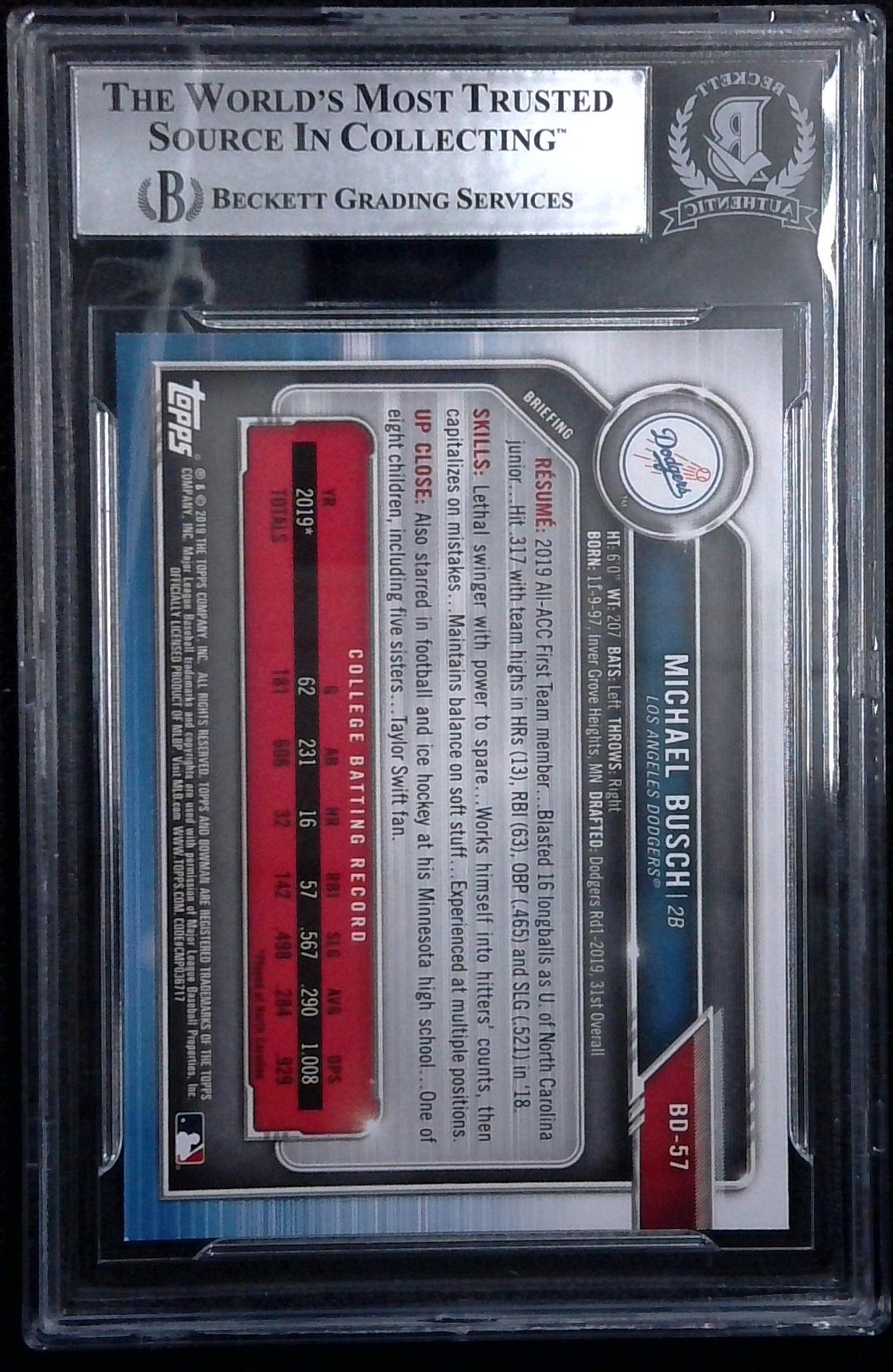 2019 Bowman Chrome Michael Busch Auto 1st Bowman Auto BGS