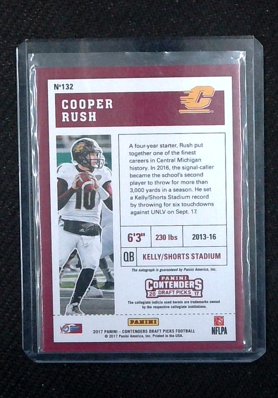 2017 Panini Contenders Draft Picks Cooper Rush College Ticket RC Auto #132