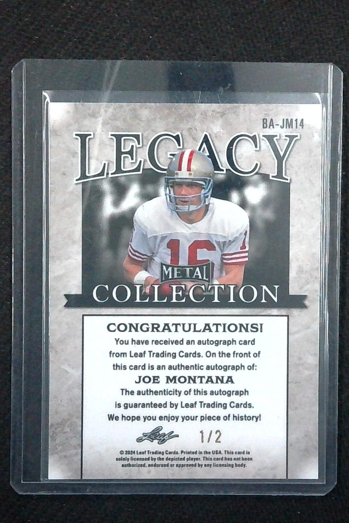 2024 Leaf Metal Legacy Collection Joe Montana Auto 1/2