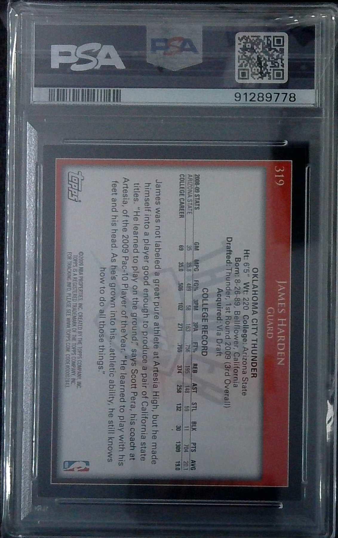 2009 Topps James Harden Rookie PSA 7