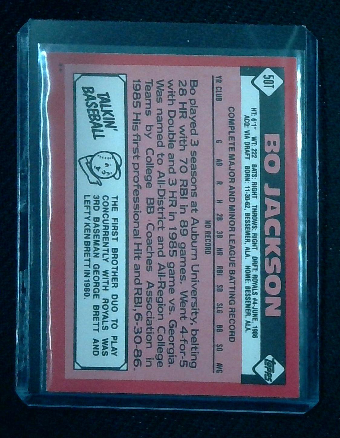 1986 Topps Traded Bo Jackson Rookie Card RC #50T