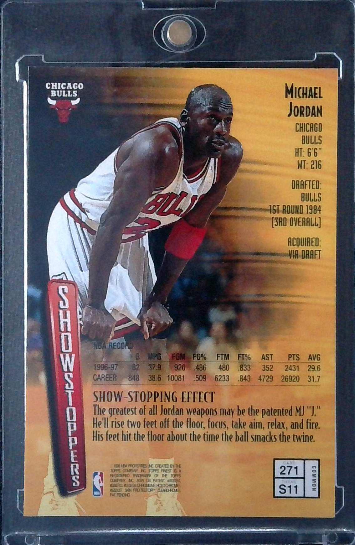 1997-98 Topps Finest Michael Jordan Showstoppers w/ Coating #271 Bulls