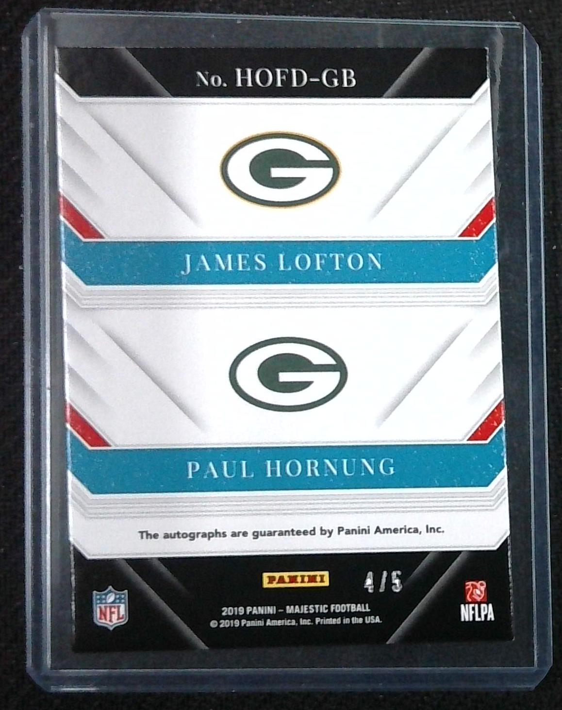 Paul Hornung James Lofton 2019 Majestic Dual Auto #'d 4/5 Packers SSP Packers HOF!