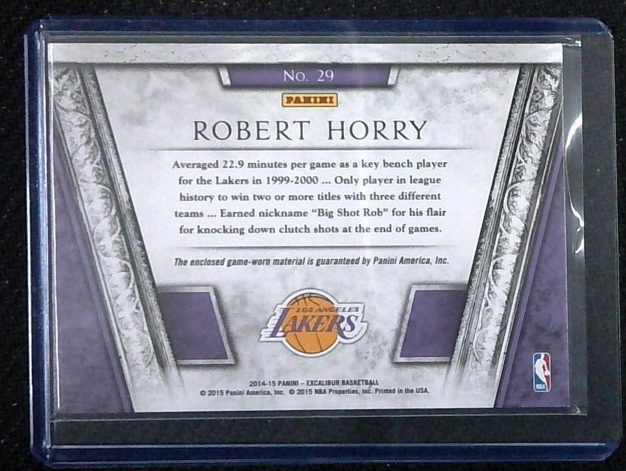 Robert Horry 2014-15 Panini Excalibur Royalty Jersey Relic Lakers