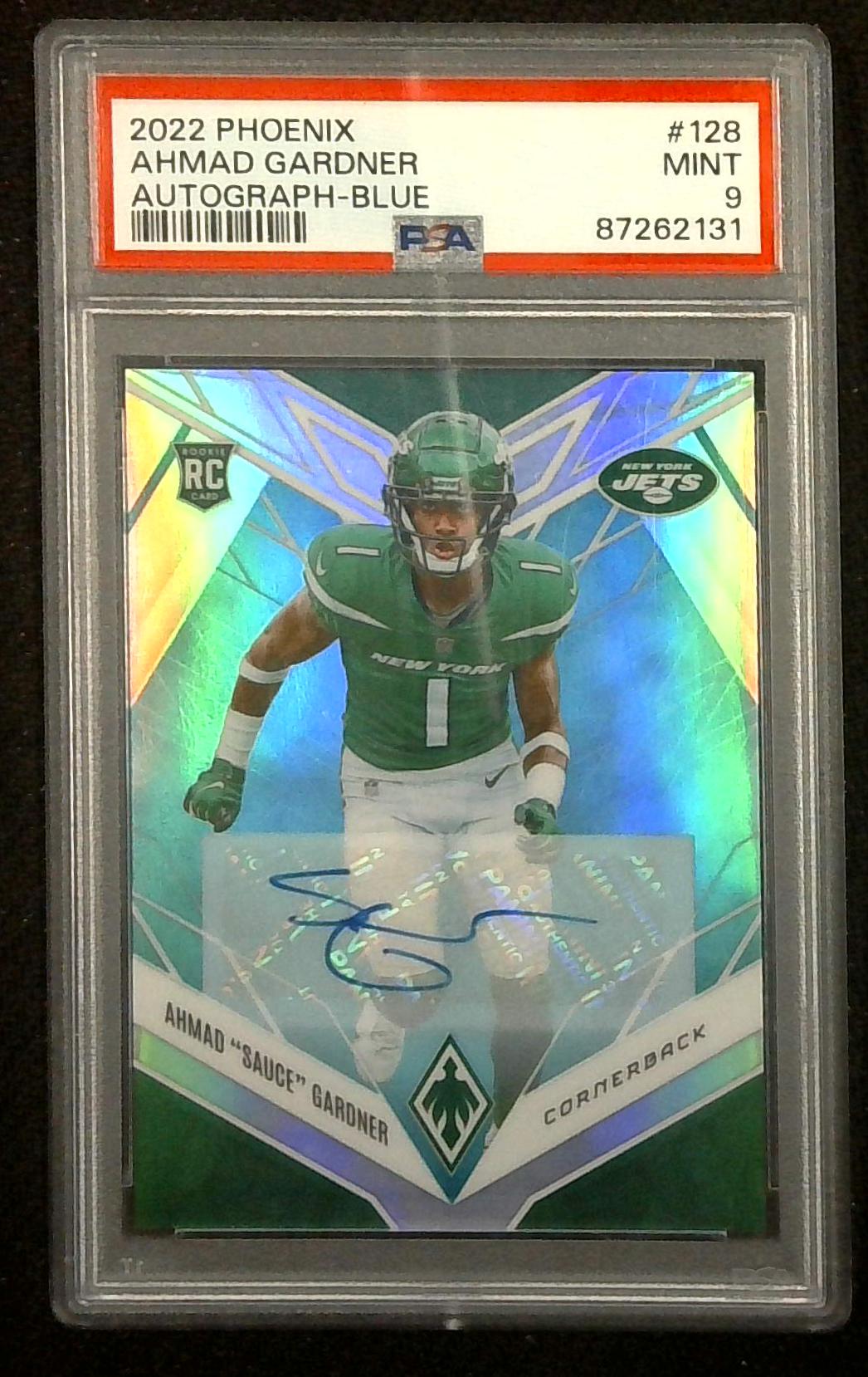 2022 Panini Phoenix Ahmad "Sauce" Gardner /25 Rookie Auto PSA 9