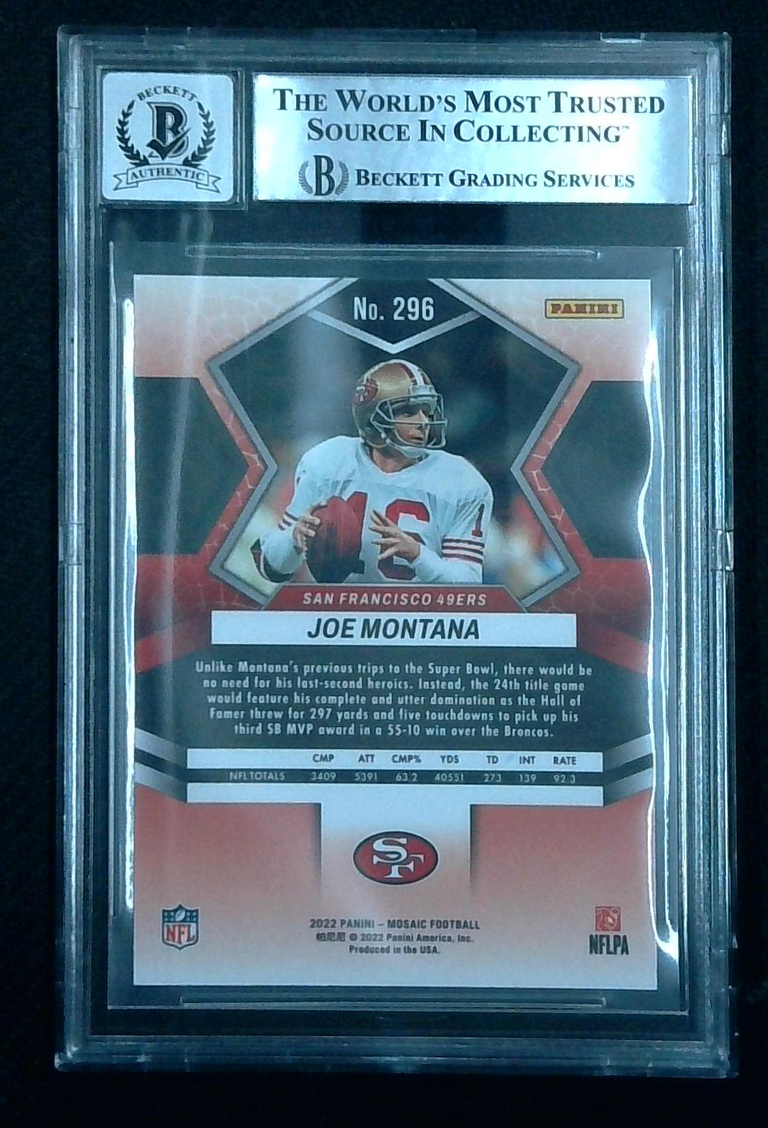 2022 Mosaic Super Bowl MVP Joe Montana Auto Sticker BGS Authentic