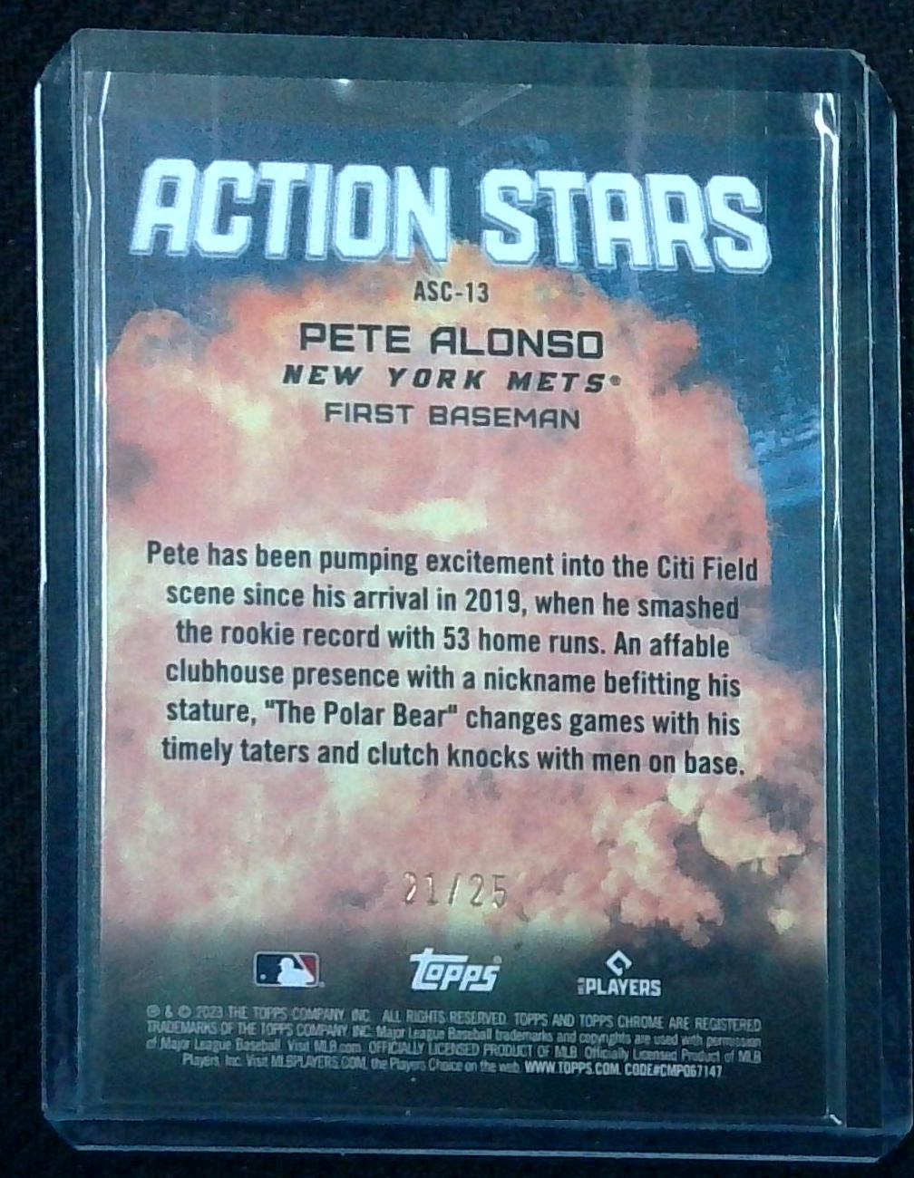 2023 Topps Chrome Update Action Stars Orange Refractors #ASC13 Pete Alonso 21/25