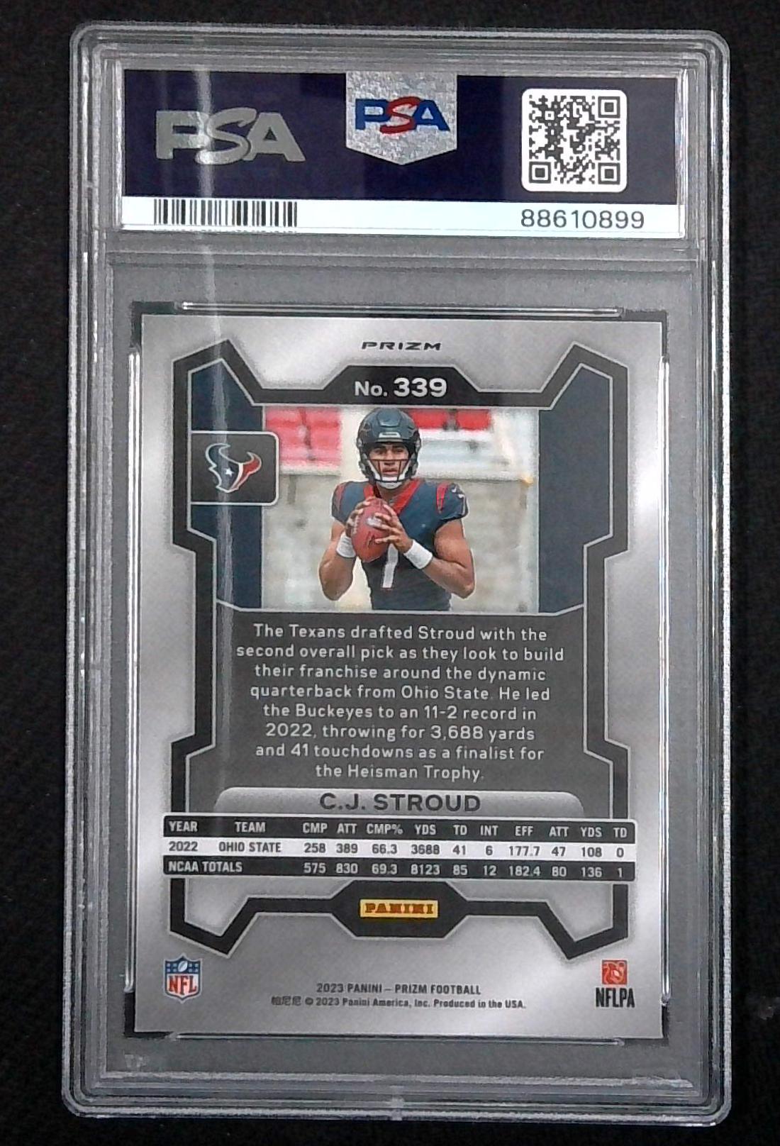 2023 PANINI PRIZM NEON GREEN PULSAR #339 CJ STROUD ROOKIE RC PSA 9