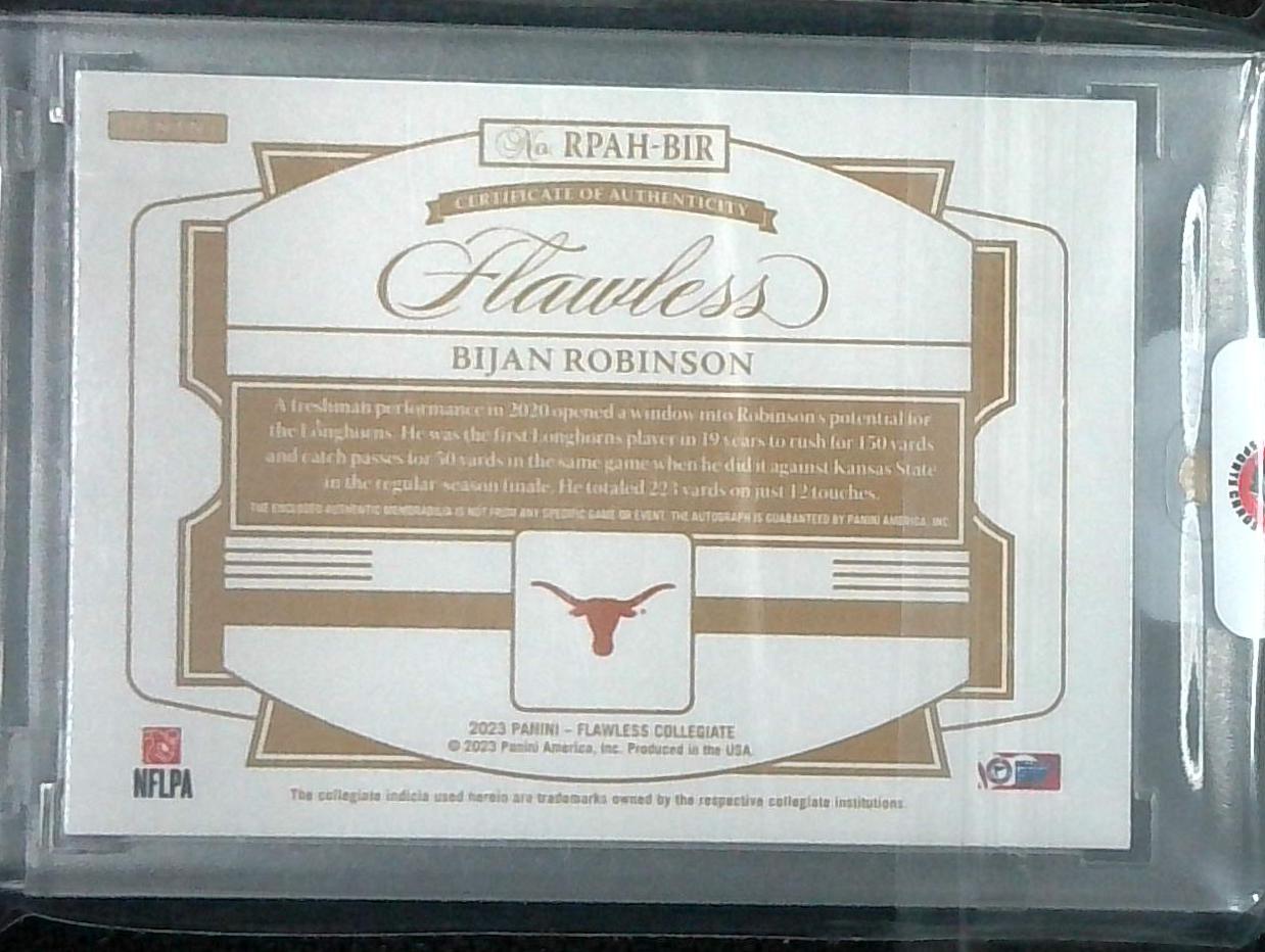 2023 Panini Flawless Collegiate BIJAN ROBINSON RPA Rookie AUTO Autograph RC 11/20